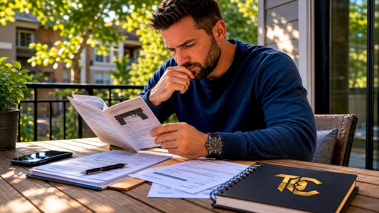 Man reviewing concealed carry permit paperwork