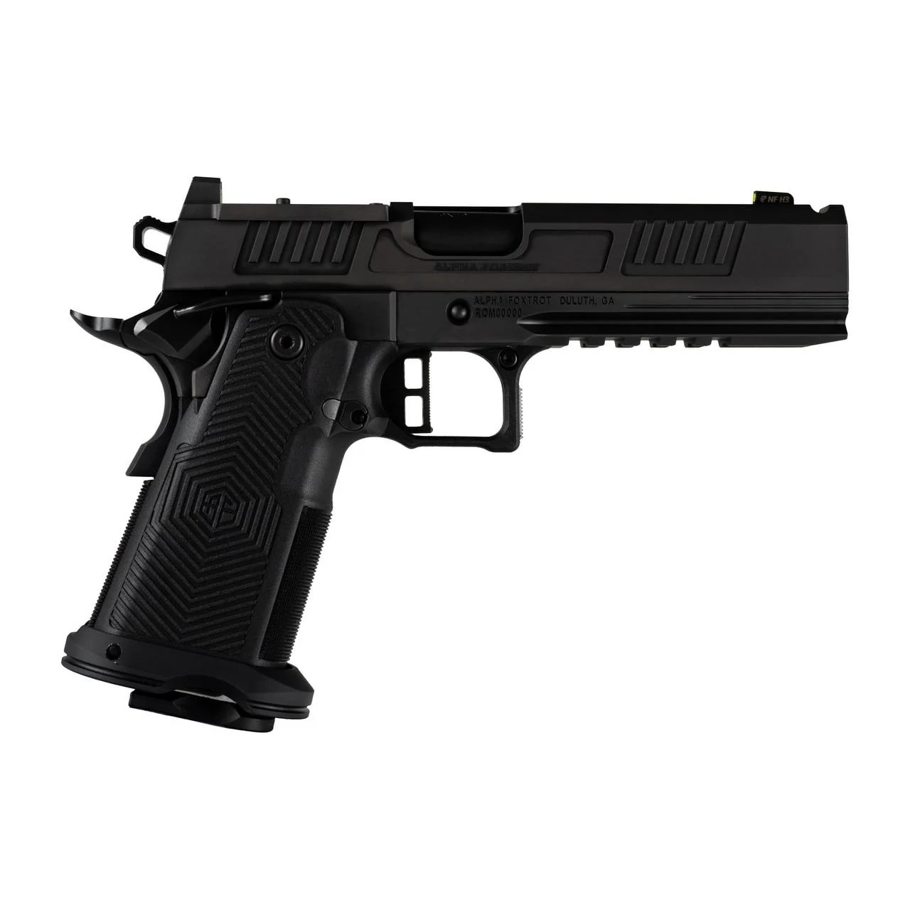 Alpha Foxtrot Af1911-romulus Mos Adapter Handgun 9mm Luger 17(1) & 20rd(1) Magazines 5" Comp Bull Barrel Dlc Black