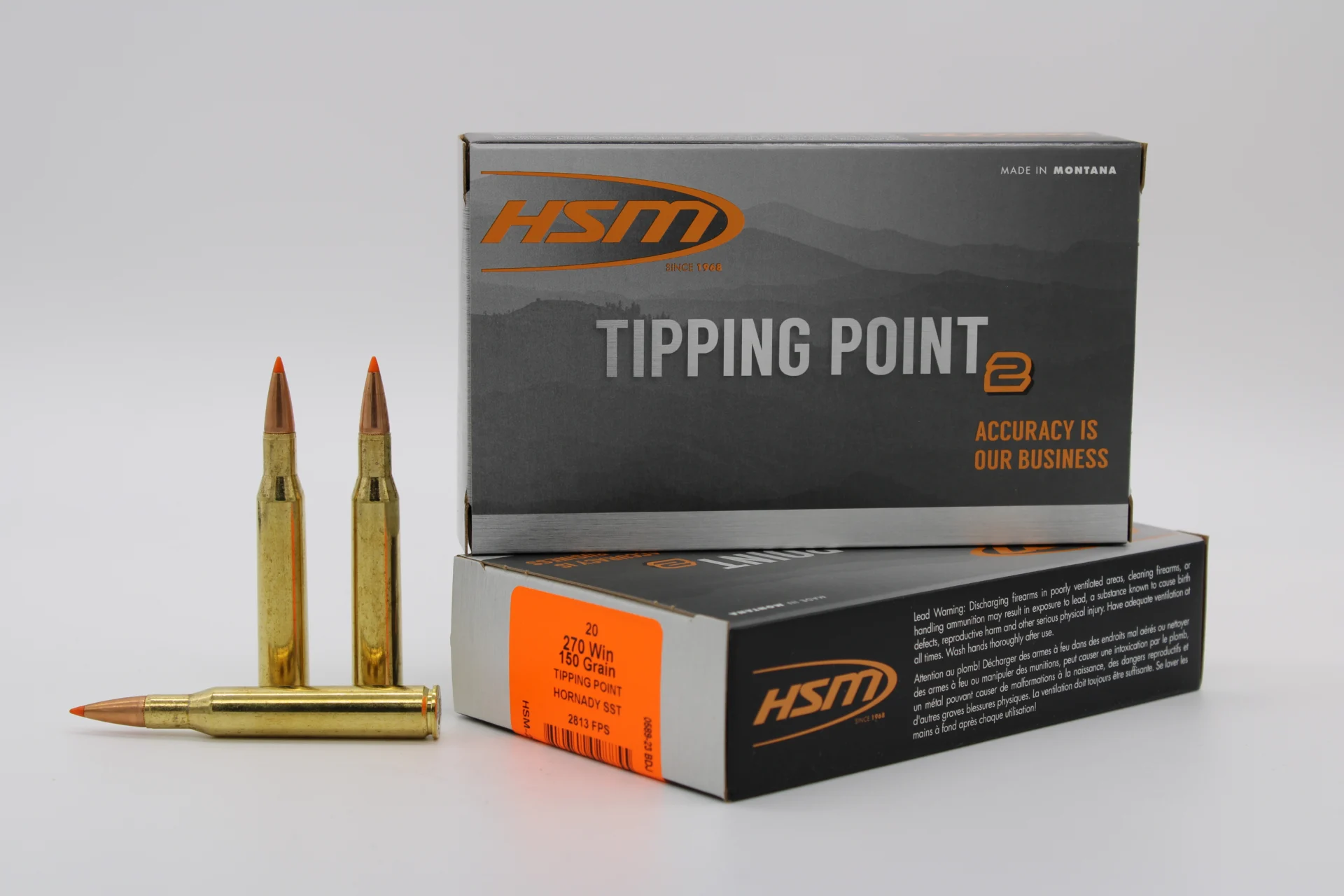 HSM AMMUNITION 270 WIN 150GR TIPPING PT 20RD BOX 20 BOXES PER CASE